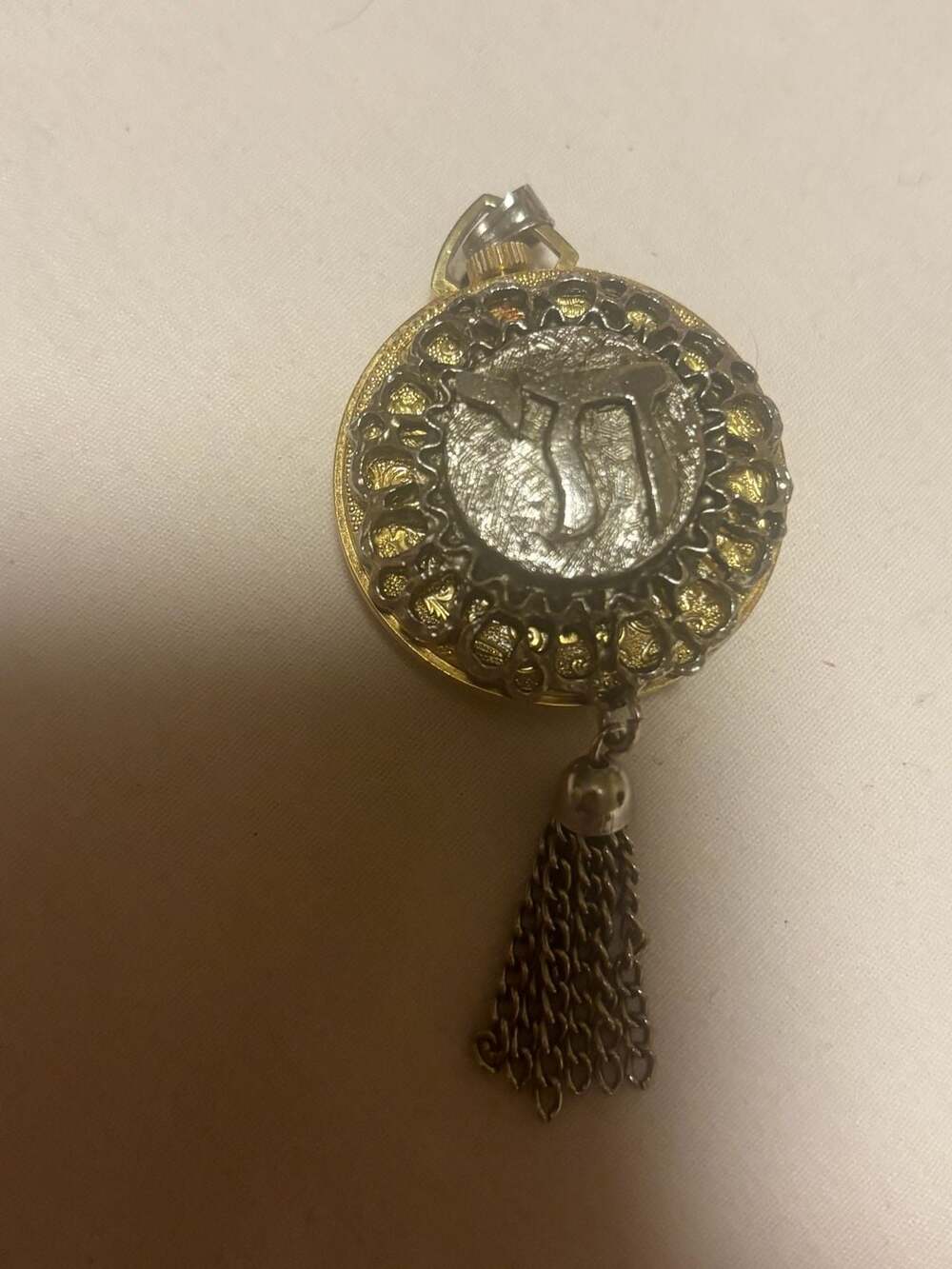 Vintage Lucerne Pendant Watch with Chai Hebrew Symbol Fob sterling silver